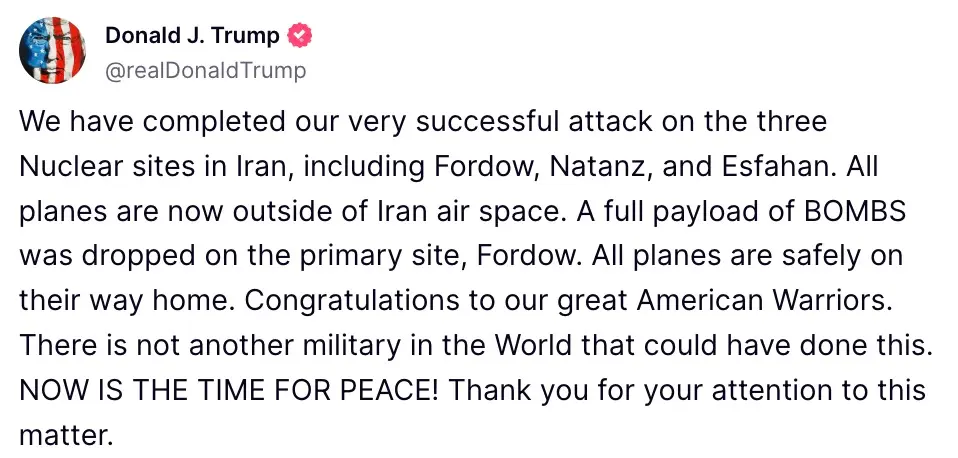 O presidente anunciou os ataques no Truth SocialTruthSocial/@realDonaldTrump