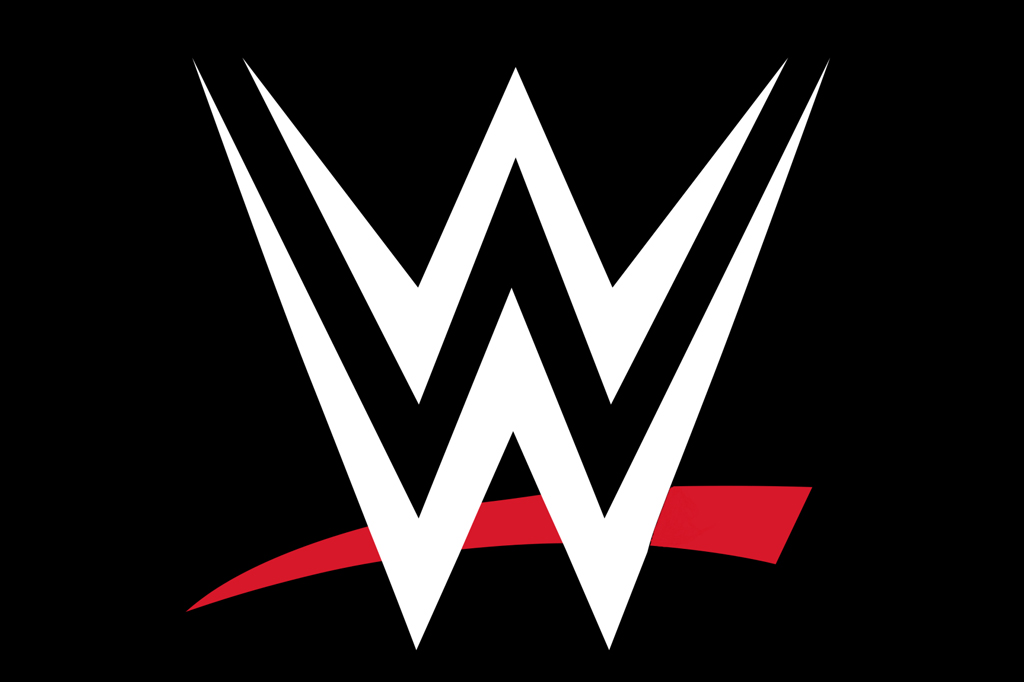 Imagem, em fundo preto, do logotipo WWE – Companhia de Luta Livre.