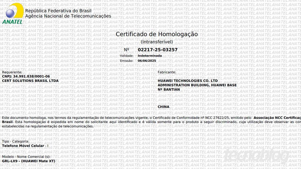 huawei mate xt vazamento