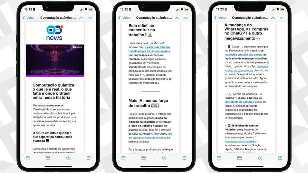 Newslettter Canaltech enviada através do email captura de tela