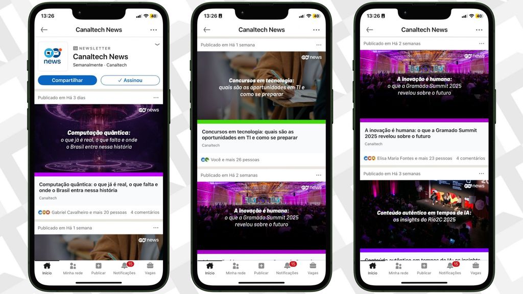 Captura de tela Newsletter do Canaltech no LinkedIn Canaltech News Captura de tela