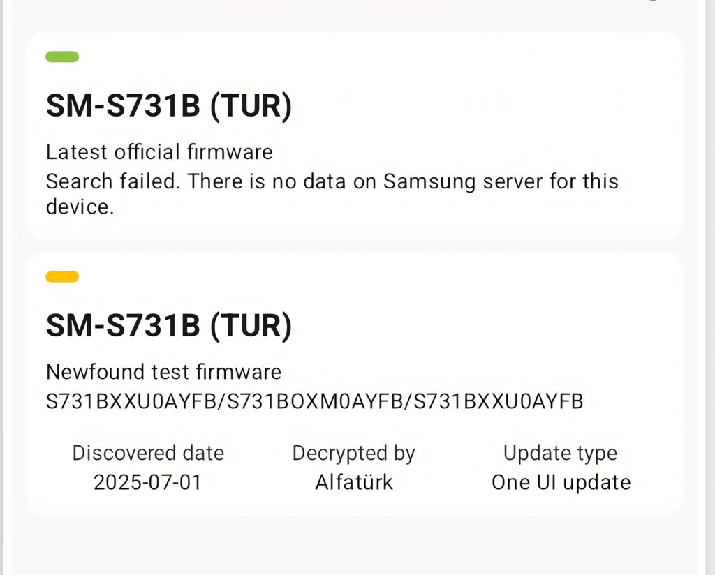 Galaxy S25 FE - vazamento teste de software
