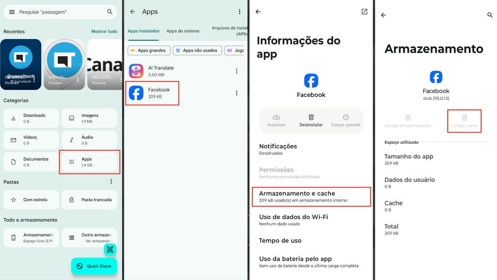 Passos para limpar cache de apps no Motorola