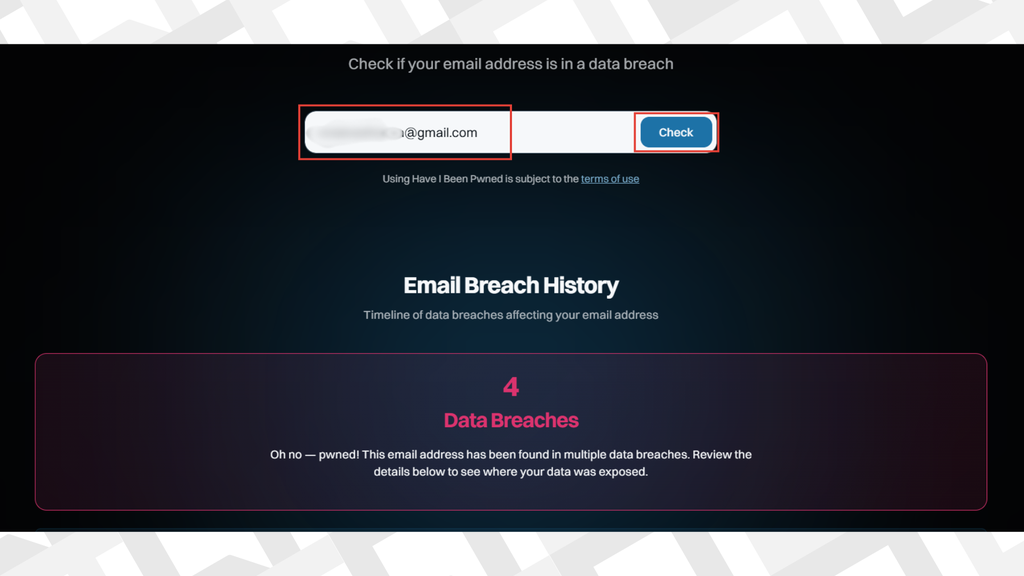 Tela inicial do site Have I Been Pwned
