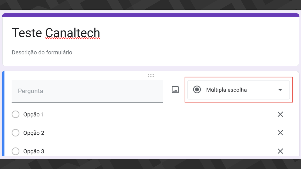 Passos para selecionar perguntas de múltipla escolha no Google Forms