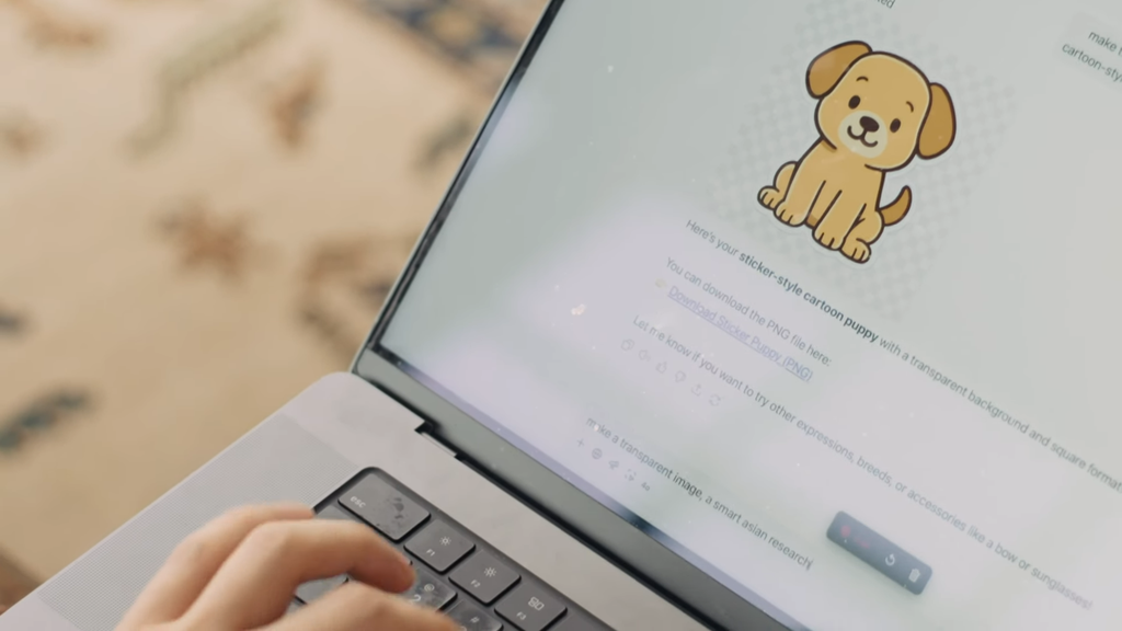 Pessoa usa o ChatGPT para gerar um desenho de um cachorro caramelo