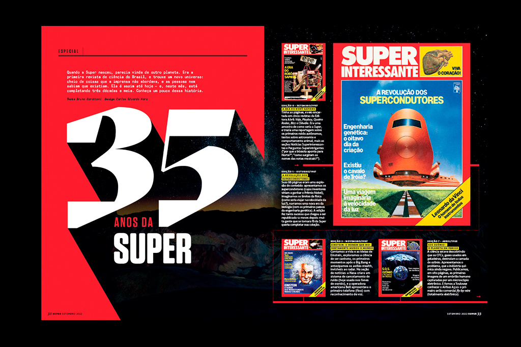 Imagem do abre da página do infográfico dos 35 anos da Super.