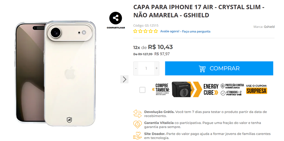Capa do iPhone 17 Air na GShield