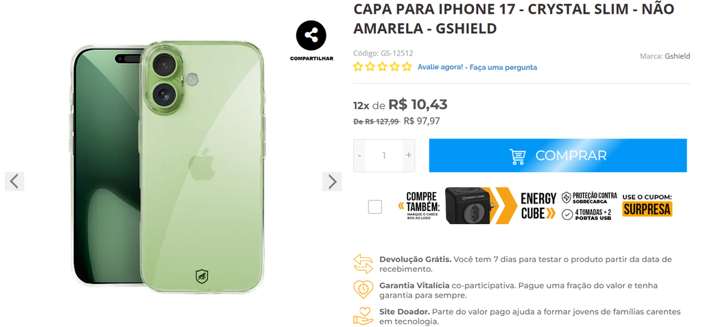 Capa do iPhone 17 na GShield