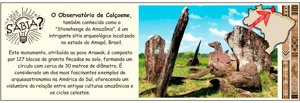 Ilustração do Observatório de Calçoene, um dos mais impressionantes sítios de arqueoastronomia das Américas.