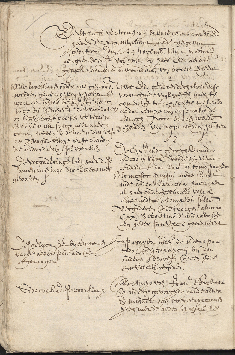 Fotografia da carta da Assembleia Potiguara em Tapesserica 1645.