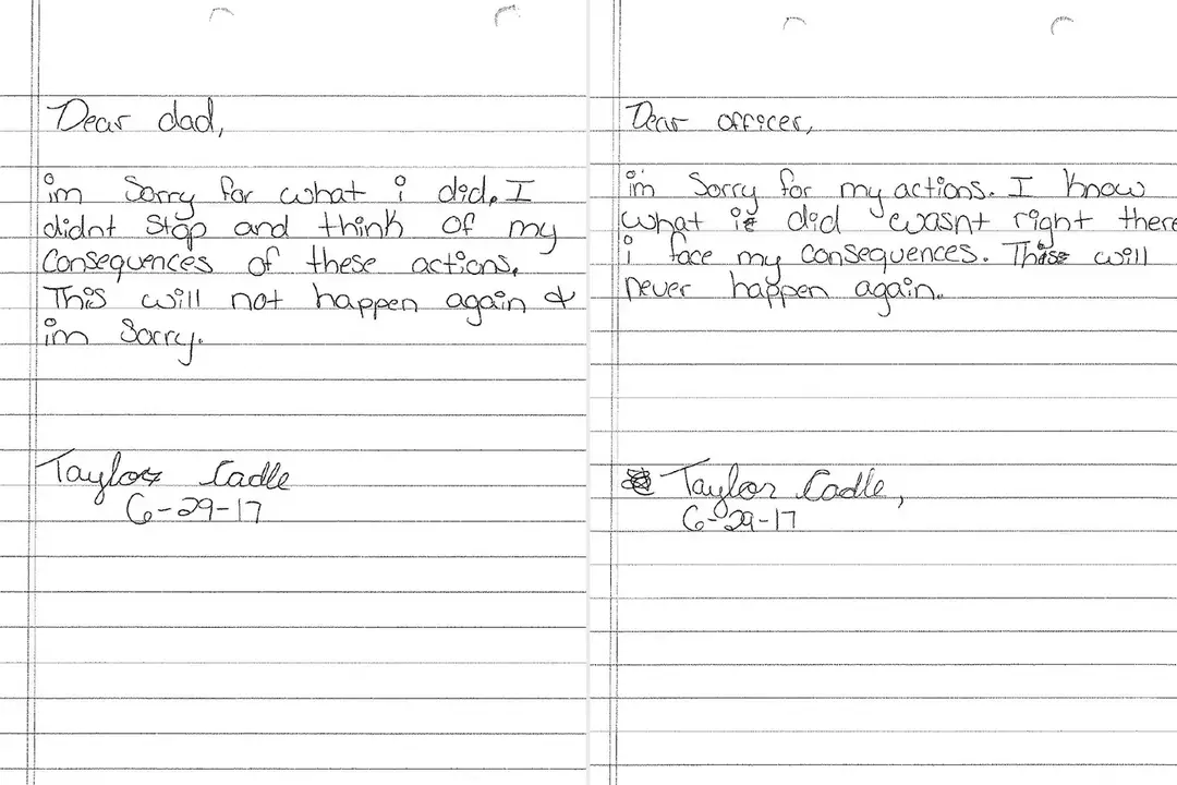 Taylor Cadle afirma que a polícia a obrigou a se desculpar com seu agressor (People/Estado da Flórida)