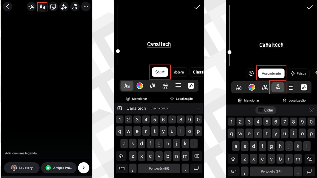 Passos para adicionar fonte 'paranormal' no Instagram