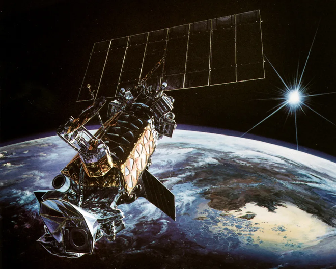 Satélites geoestacionários que usam sinais de rádio podem não estar encriptados — e isso permite que qualquer com uma antena comercial intercepte suas comunicações (Imagem: U.S. Air Force)