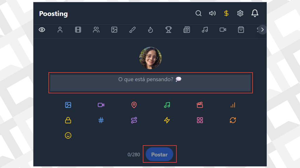 Feed da rede social Poosting