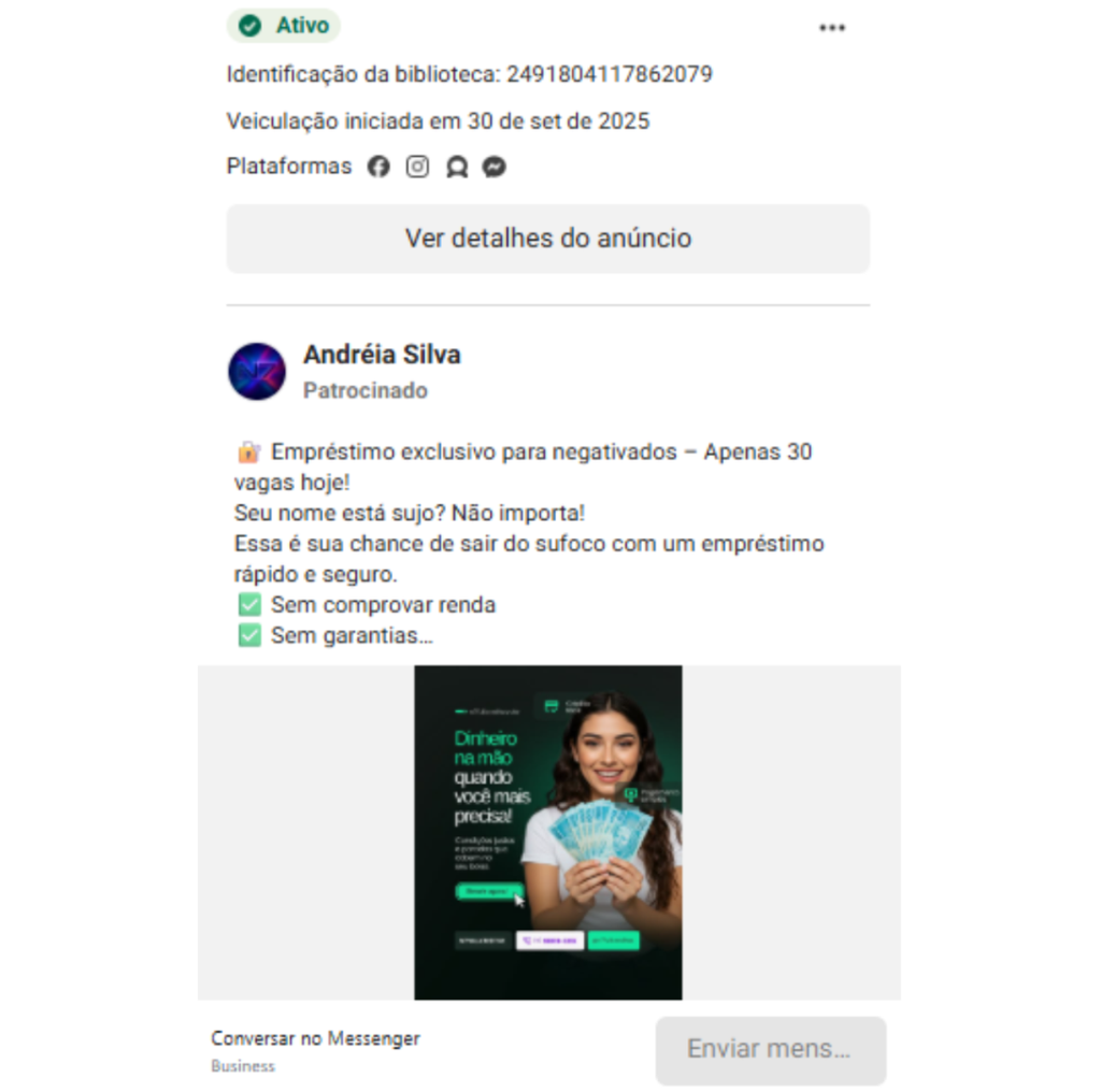 Anúncios fraudulentos na Meta costumam usar figuras públicas e até governamentais para fazer usuários clicarem e caírem em golpes: o que a Meta tem feito para coibir a atividade? (Imagem: Meta/Projeto Brief)