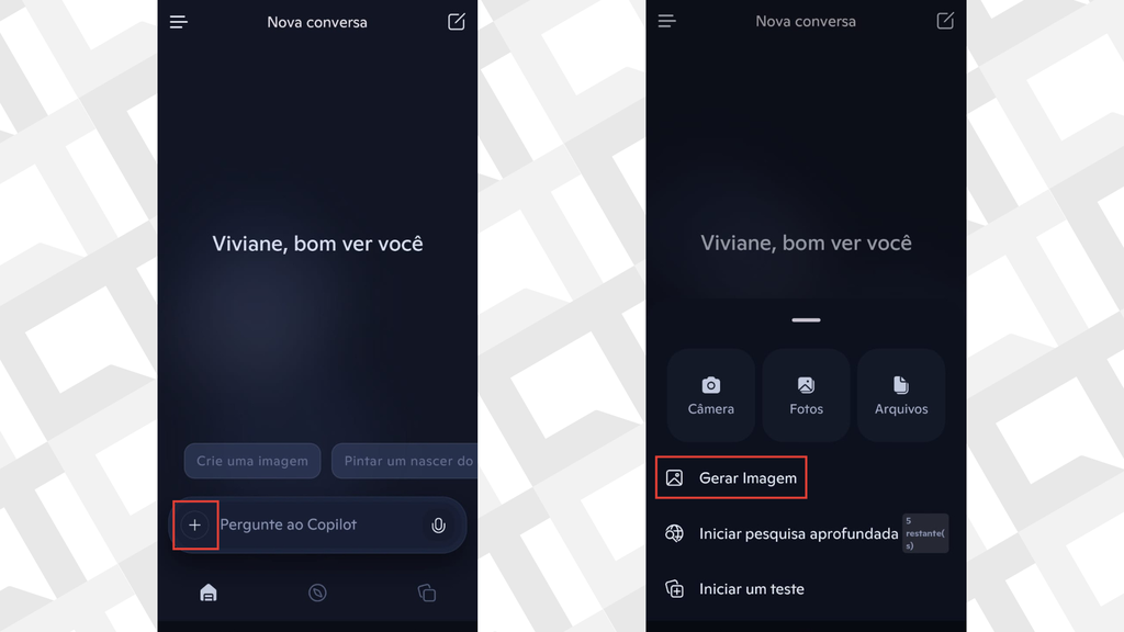 Passos para gerar imagens no Copilot