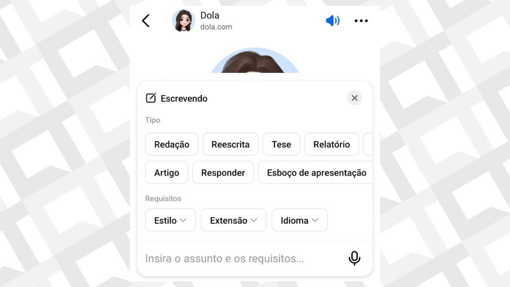 Geração de texto no Dola AI