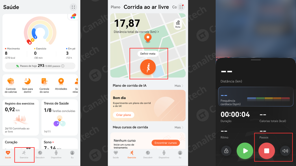 Como registrar as atividades físicas (Imagem: Captura de tela/Bruno De Blasi/Canaltech)