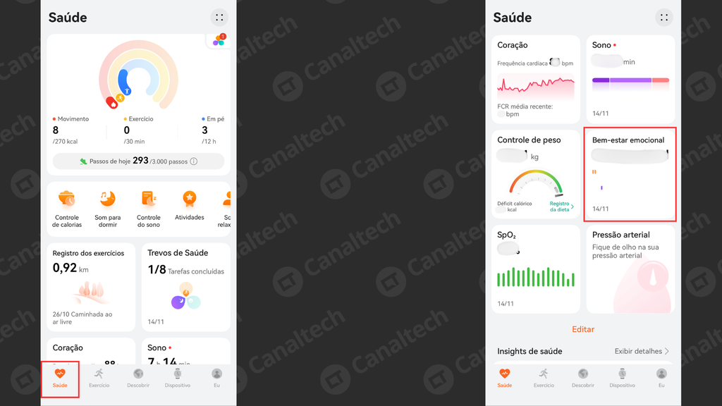 Como ver dados de bem-estar emocional no Huawei Health (Imagem: Captura de tela/Bruno De Blasi/Canaltech)