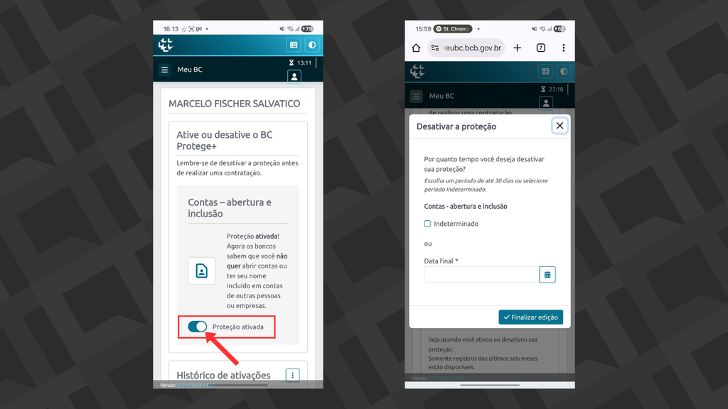 capturas de tela bc protege +