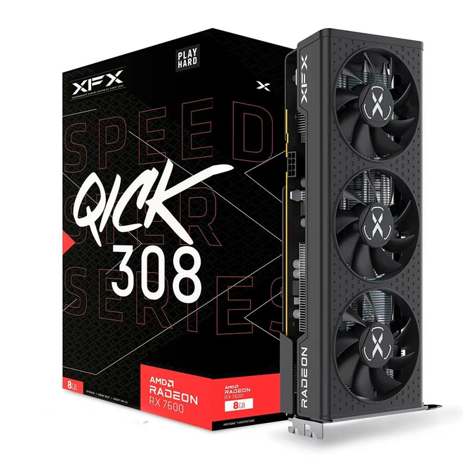 Pelo preço atual no Magazine Luiza, a RX 7600 é ideal para o gamer que está procurando fazer um upgrade e jogar no ultra em Full HD (Imagem: XFX)
