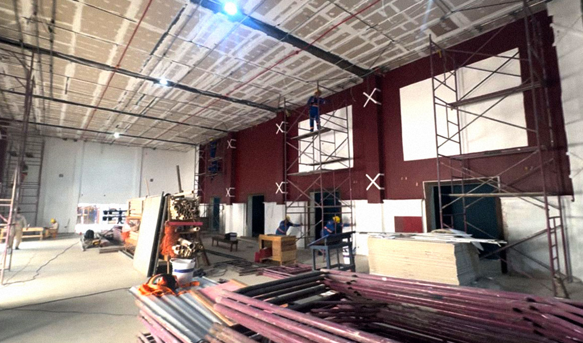 Obras de restauração no Cine Olympia, em Belém.