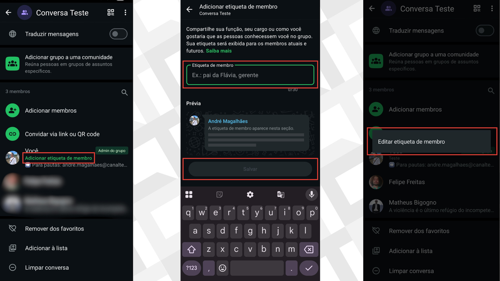 Etiquetas em grupos no WhatsApp