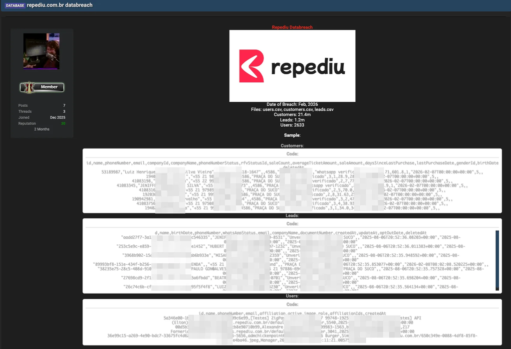 Os hackers responsáveis pelo ataque publicaram amostras dos dados roubados em fórum da dark web  (Imagem: Daily Dark Web/Divulgação)