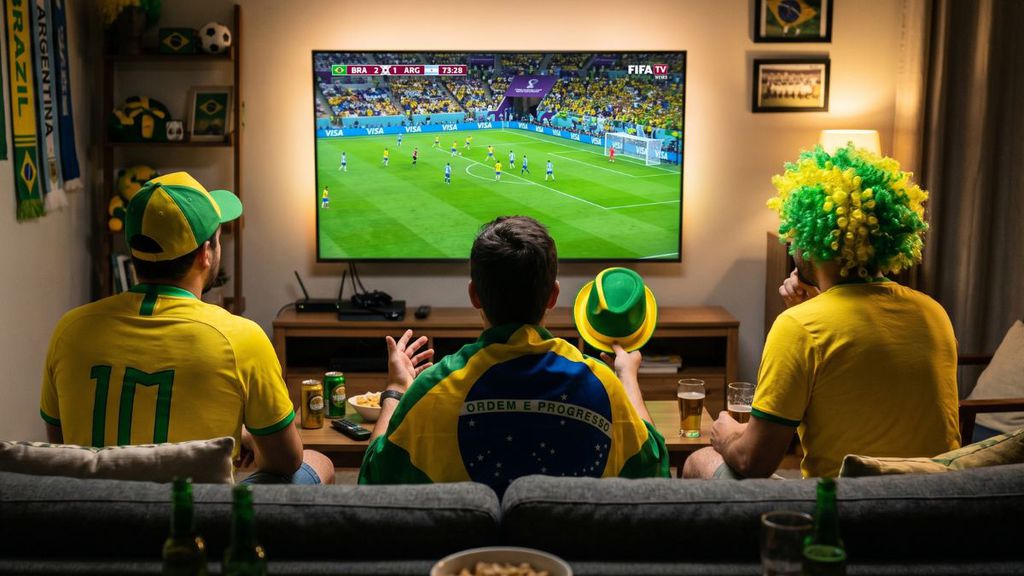 Torcedores assistindo a jogo da Copa do Mundo
