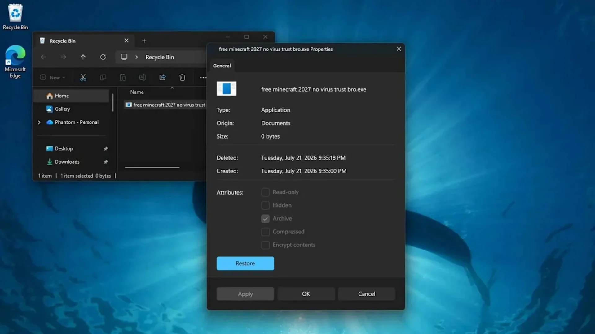 Editar informações da imagem windows exemplo
