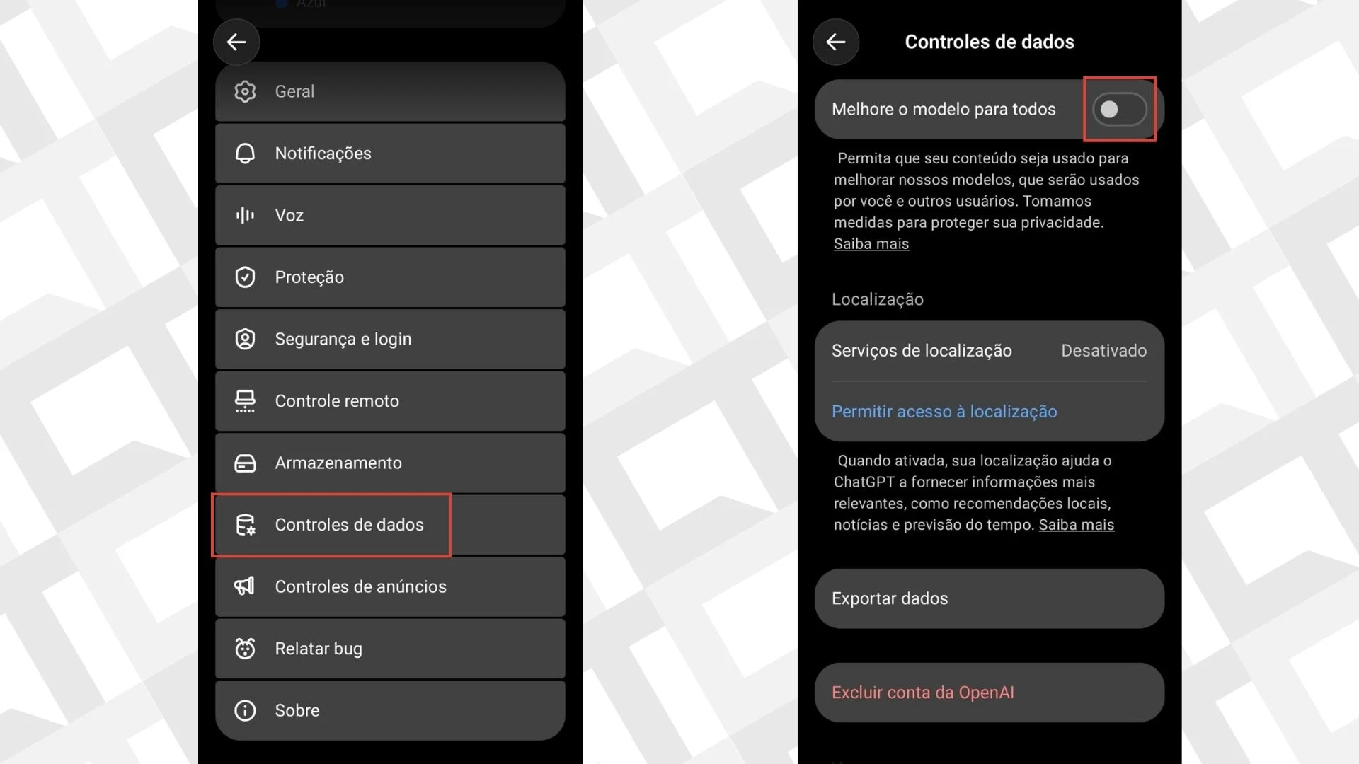 Editar informações da imagem Treinar modelos de IA - ChatGPT