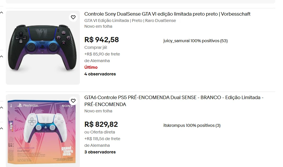 Editar informações da imagem Dualsense PS5 GTA 6 eBay